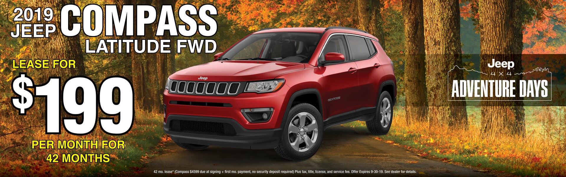 Lease a 2019 Jeep Compass Latitude for $199/mo. for 36 mos.