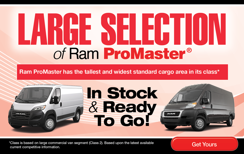 We have RAM ProMasters In Stock